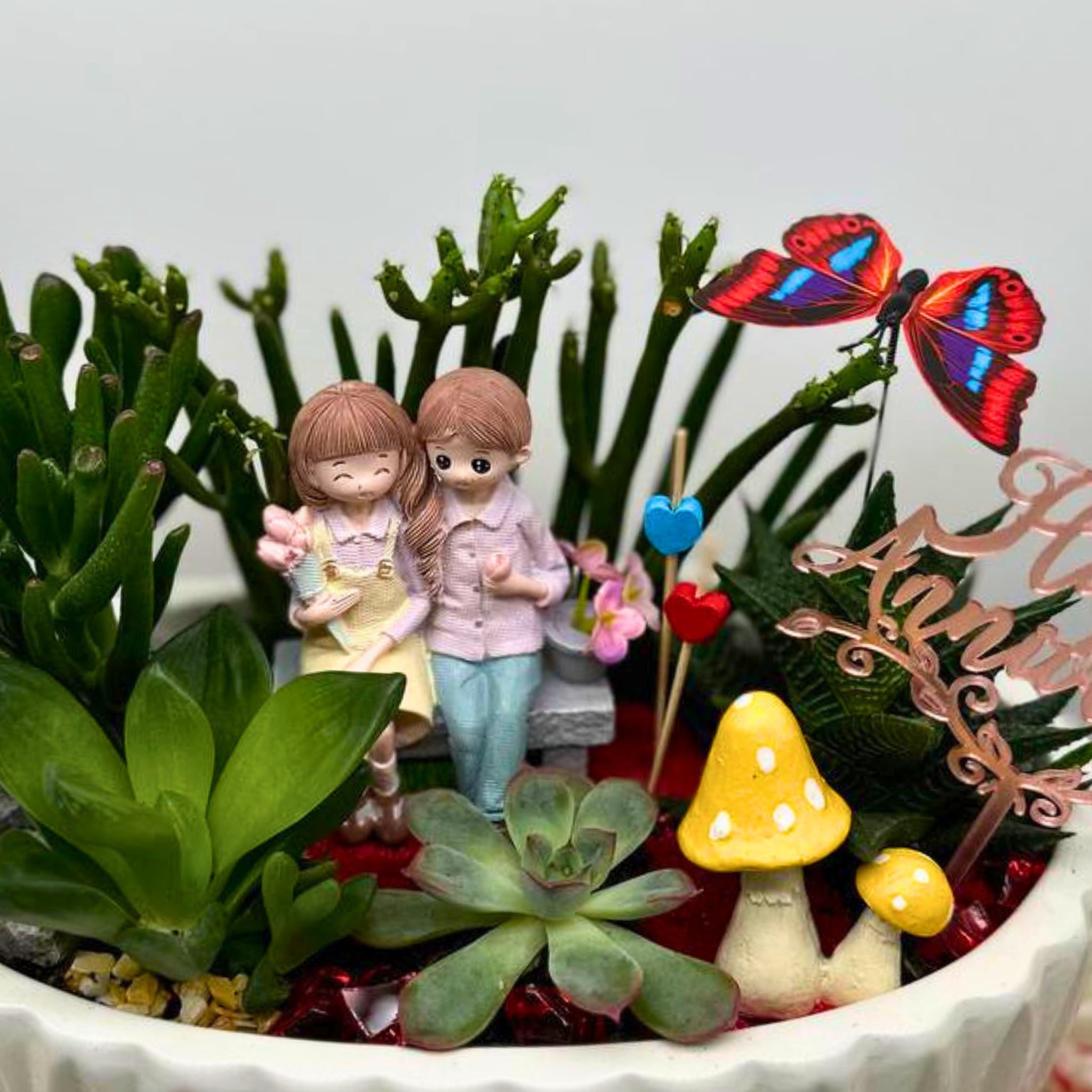 Valentines Terrarium with Heartwarming Succulents